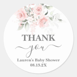 Blush Pink Baby Shower Girl Classic Round Sticker