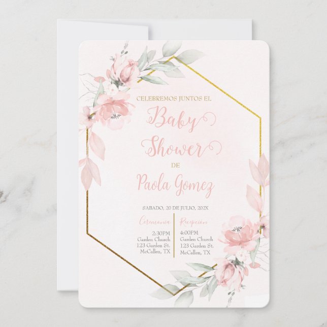 Blush Pink Baby Shower Girl Einladung (Vorderseite)