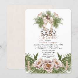Blush Pink Baby Sprinkle Winter Floral Baby Dusche Einladung
