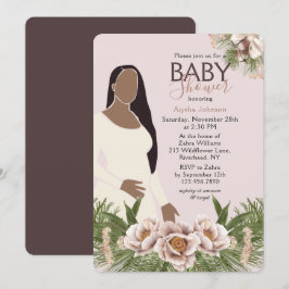Blush Pink Babydusche Aquarell Bläserfarben Einladung