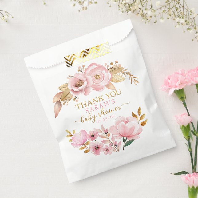 Blush Pink Babydusche Vielen Dank für Ihr Interess Geschenktütchen (Versiegelt)