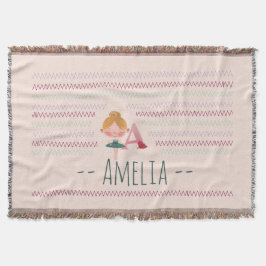 Blush Pink Ballerina "A" Monogram Name Decke
