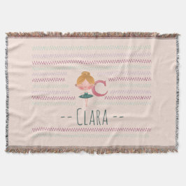 Blush Pink Ballerina Monogram C Name Decke