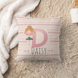 Blush Pink Ballerina Monogram D - Personalisiert A Kissen