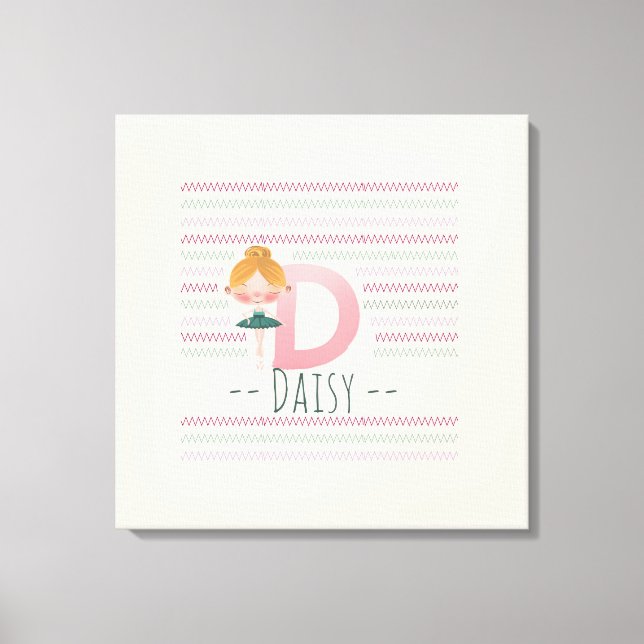 Blush Pink Ballerina Monogram D - Personalisiert A Leinwanddruck (Vorderseite)