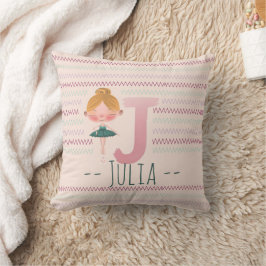 Blush Pink Ballerina Monogram J - Personalisierte Kissen