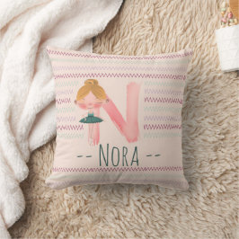 Blush Pink Ballerina Monogram N - Personalisiert A Kissen