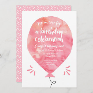 Blush Pink Ballon Geburtstag Einladung