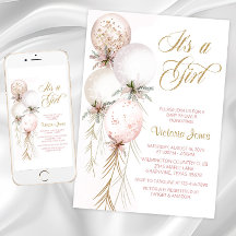 Blush Pink Balloon Baby Dusche Einladung