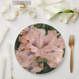 Blush Pink Bartded Iris Floral Paper Plate Pappteller
