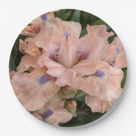 Blush Pink Bartded Iris Floral Paper Plate Pappteller