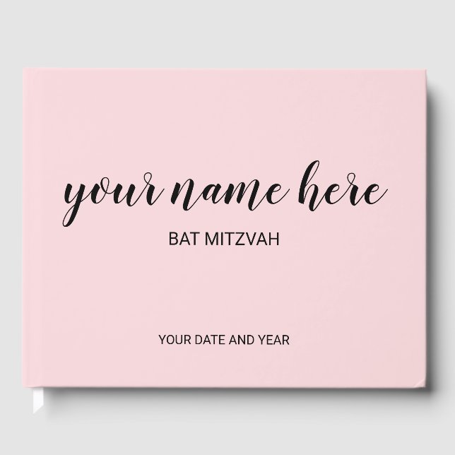 Blush Pink Bat Mitzvah Guestbook Gästebuch (Vorderseite)