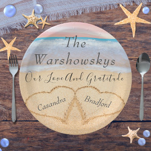 Blush Pink Beach Hochzeit 2 Herz Sand Hochzeit Pappteller