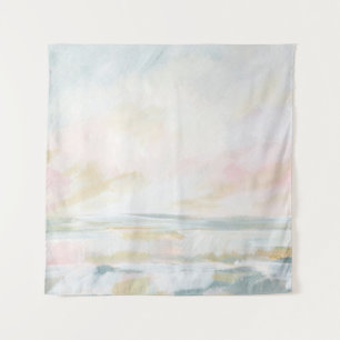 Blush Pink Beach Seascape Feine Tapisserie Wandteppich