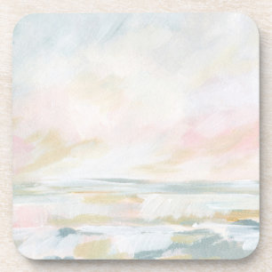 Blush Pink Beach Seascape Kunststoff-Untersetzer Getränkeuntersetzer