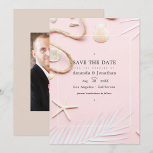 Blush Pink Beach Wedding Foto Save The Date