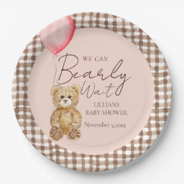 Blush Pink Bearly Wait Girl Baby Dusche Pappteller