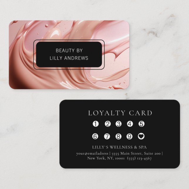 Blush Pink Beauty Heart Salon 10 Loyalty Card Visitenkarte (Vorne/Hinten)