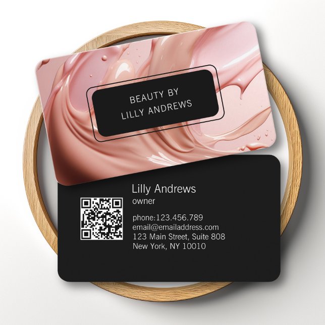 Blush Pink Beauty Salon QR Code Visitenkarte (Blush Pink Beauty Salon QR Code Business Card)
