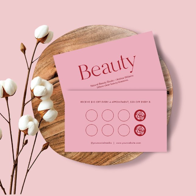 Blush Pink Beauty Service Loyalty Business Card Treuekarte (Von Creator hochgeladen)