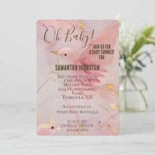 Blush Pink Birds Baby Dusche Einladung