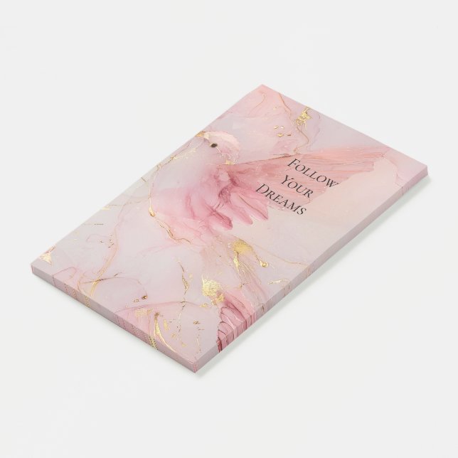 Blush Pink Birds Baby Dusche Post-it Klebezettel (angewinkelt)