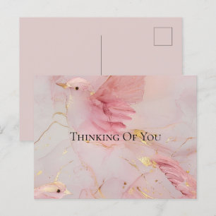 Blush Pink Birds Baby Dusche Postkarte