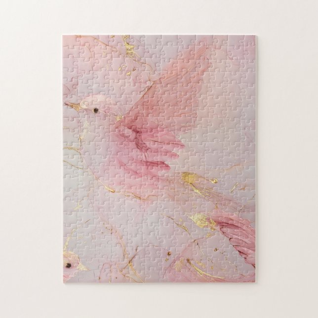 Blush Pink Birds Baby Dusche Puzzle (Vertikal)