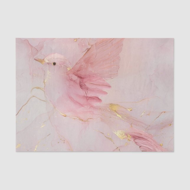 Blush Pink Birds Baby Dusche Seidenpapier (Vorderseite)