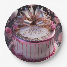 Blush Pink Birthday Cake Celebration Pappteller