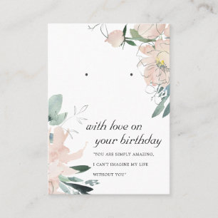 BLUSH PINK BIRTHTAY FREUND EARRING DISPLAY CARD PLATZKARTE