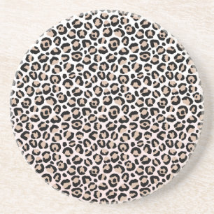 Blush Pink Black Creme Leopard Print Getränkeuntersetzer