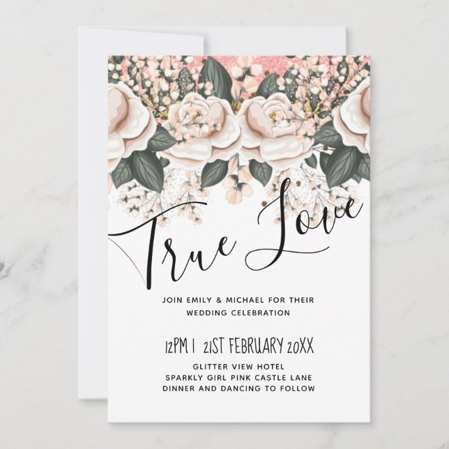 Blush Pink Black Floral Hochzeitbudget (Vorderseite)