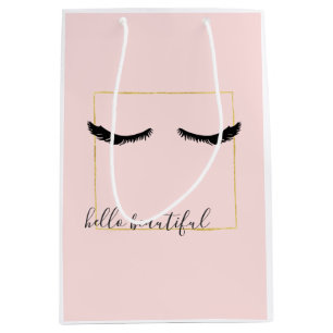 Blush Pink Black Gold Eyelashes Mittlere Geschenktüte