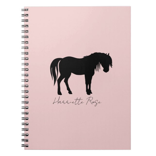 Blush Pink Black Horse Name Notizblock (Vorderseite)