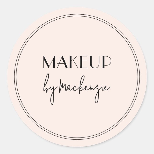 Blush Pink Black Makeup Salon Runder Aufkleber (Vorderseite)