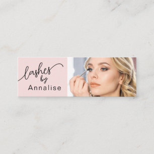 Blush Pink Black Schrift Foto Wimpern Mini Geschäf Visitenkarte