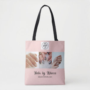 Blush Pink Black Schrift Logo 3-Foto-Nagel-Manikür