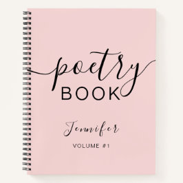 Blush Pink Black Script Ihr Name Gedichte Notizbuch