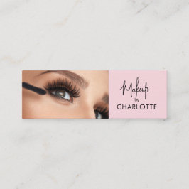 Blush Pink Black Script Photo Makeup Mini Visitenkarte