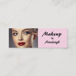 Blush Pink Black Script Photo Makeup Mini Visitenkarte
