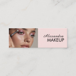 Blush Pink Black Script Photo Makeup Mini Visitenkarte