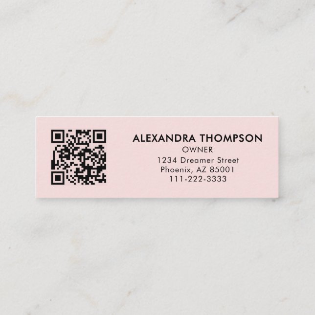 Blush Pink Black Script Photo Makeup  Mini Visitenkarte (Rückseite)