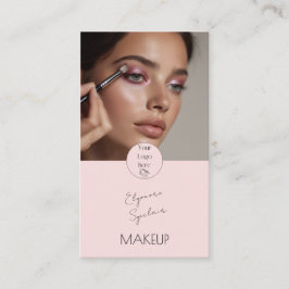 Blush Pink Black Script Photo Makeup Visitenkarte
