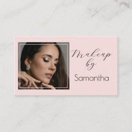 Blush Pink Black Script Photo Makeup Visitenkarte
