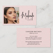 Blush Pink Black Script Photo Makeup