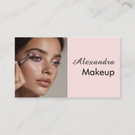 Blush Pink Black Script Photo Makeup Visitenkarte