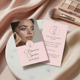 Blush Pink Black Script Photo Makeup  Visitenkarte