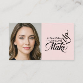 Blush Pink Black Script Qr Code Social Icon Makeup Visitenkarte