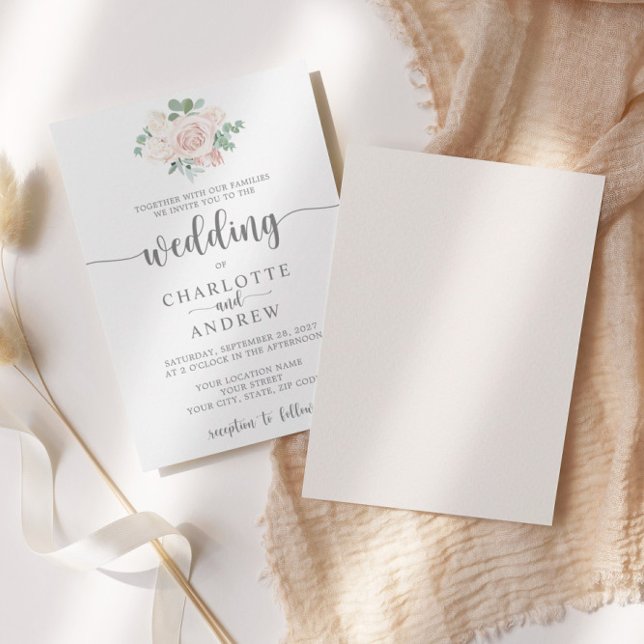 Blush Pink Bläschen Eukalyptus Hochzeitsempfehlung Einladung (Von Creator hochgeladen)